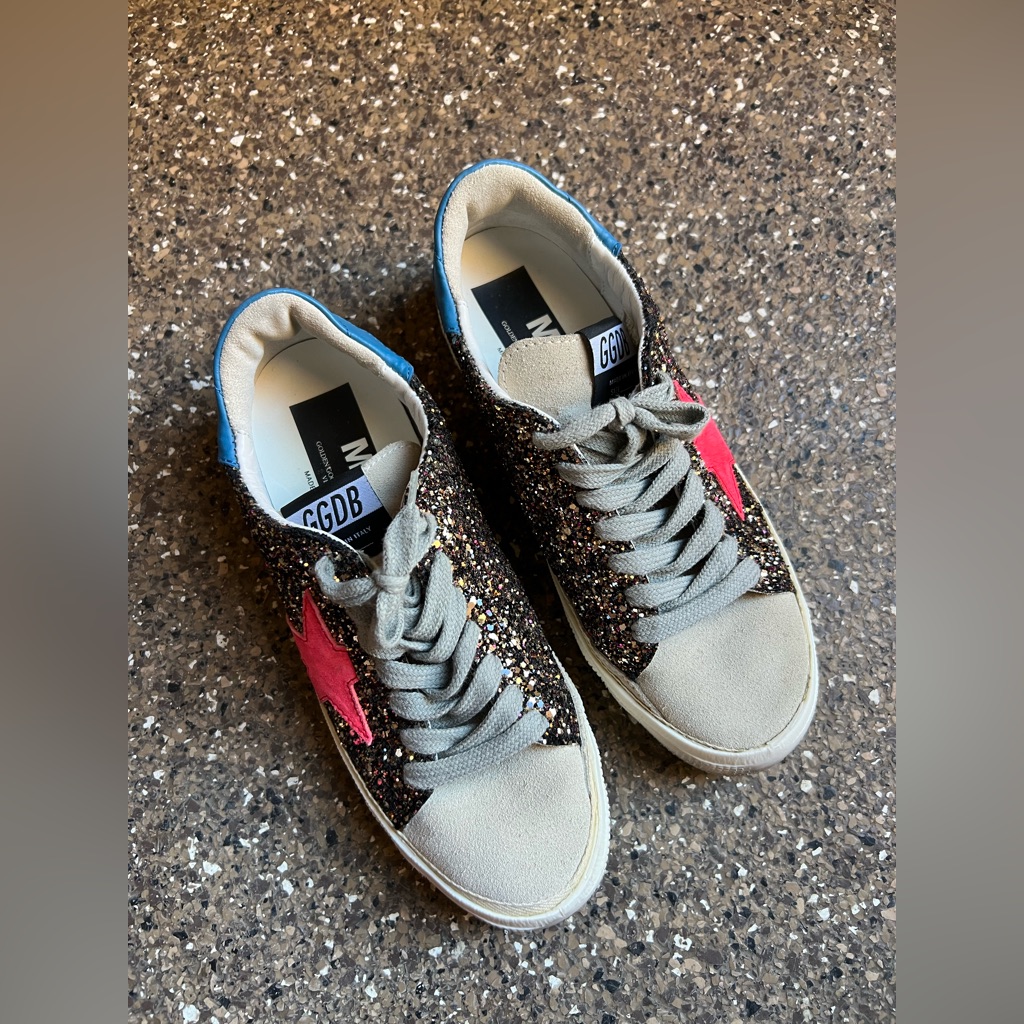 Golden Goose 100%Authentic Women Glitter Sneakers Pink Blue Gray Sequined Shoes